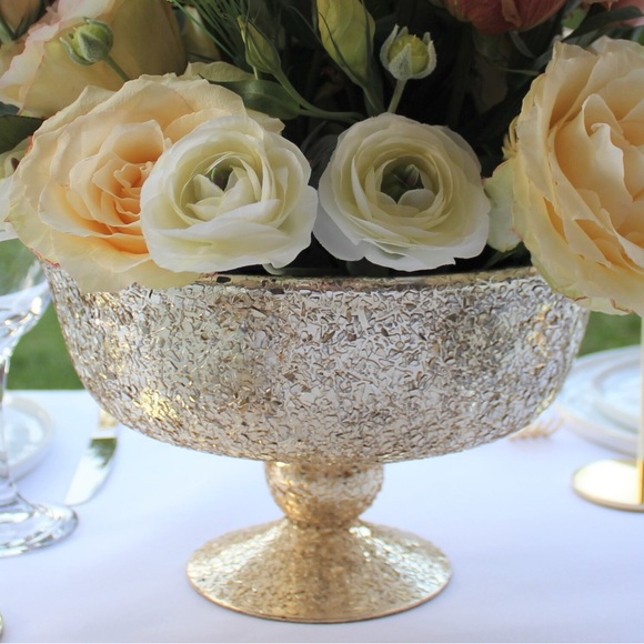 Gold Glitter Compote Vase Bowl - NEW - Picture 3 of 6